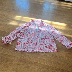 Jane and Delancey Red and White Blouse